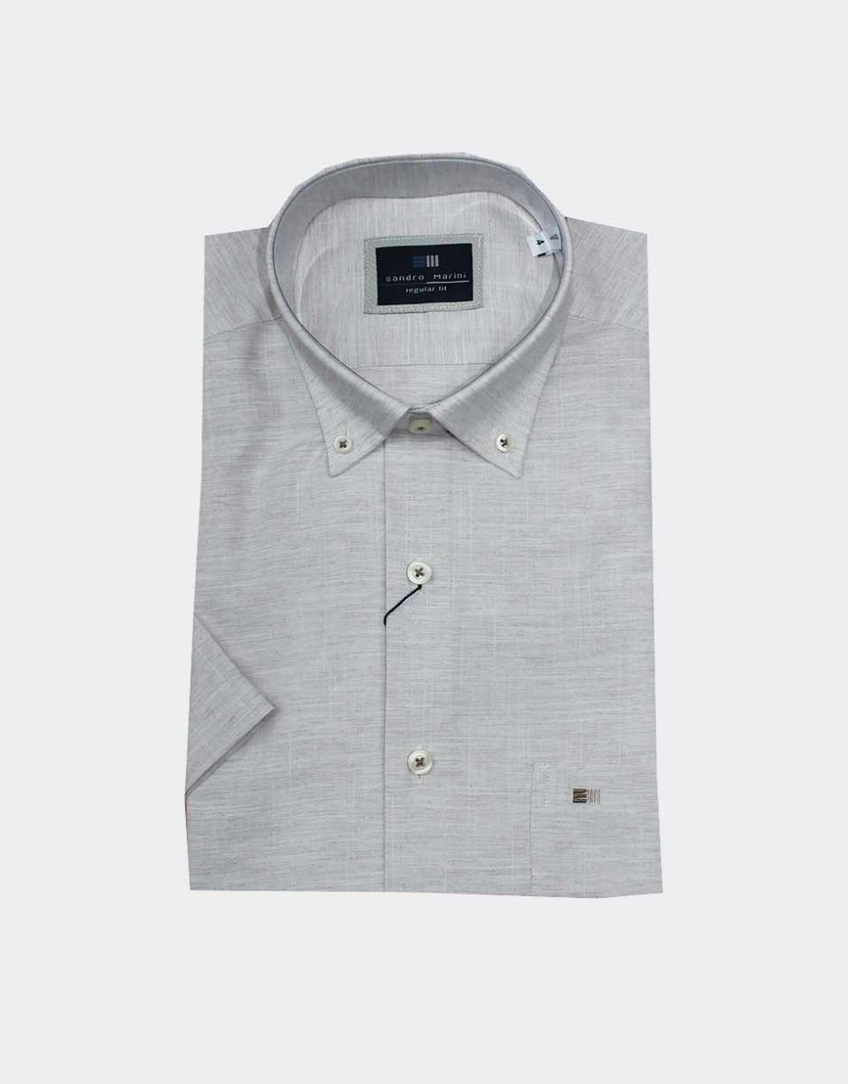 Camisa hombre manga corta semi lisa efecto ‘lino’ - Imagen 3