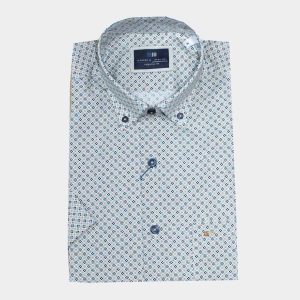 Camisa hombre manga corta estampado geométrico pequeño