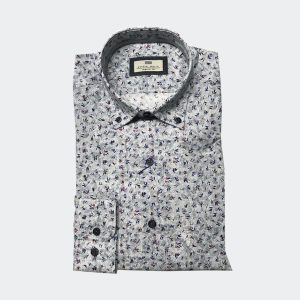 Camisa hombre manga larga con estampado hojita