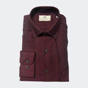 Camisa hombre manga larga granate