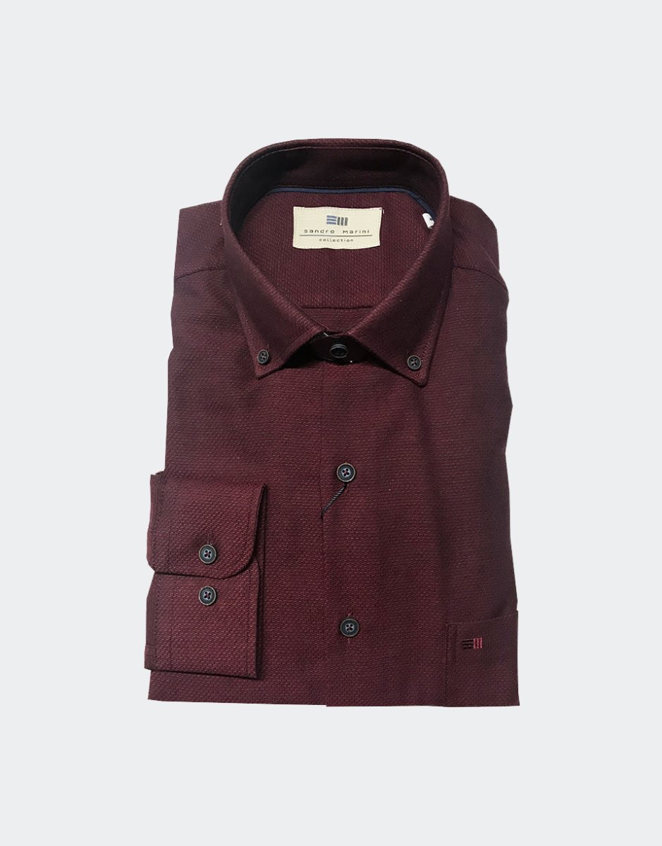 Camisa hombre manga larga granate
