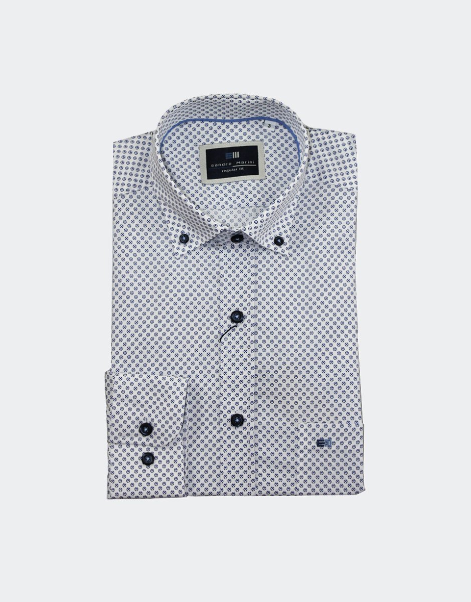 Camisa hombre TELA fina manga larga con pequeña muestra ‘redonditas’ azules