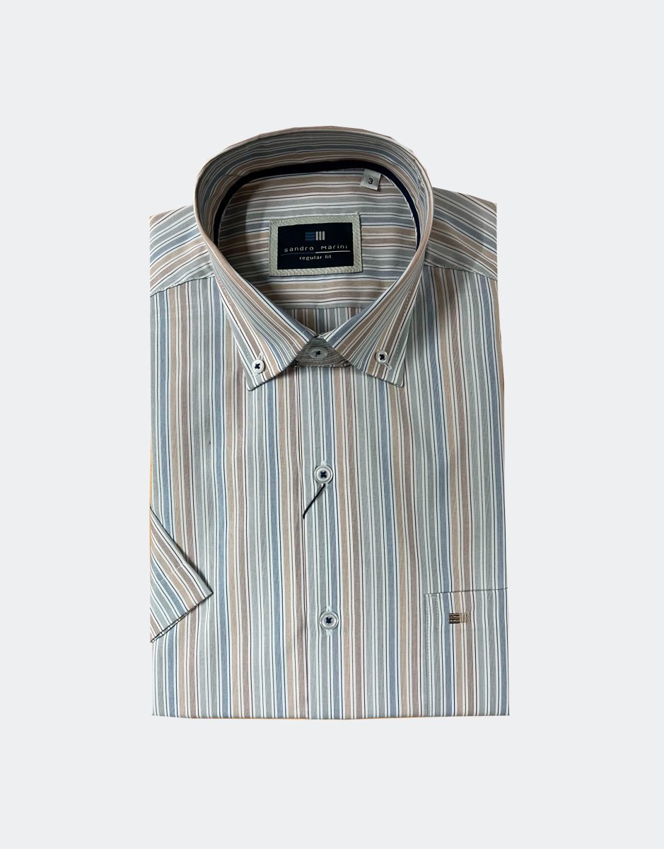 Camisa managa corta hombre en rayas de colores - Imagen 3