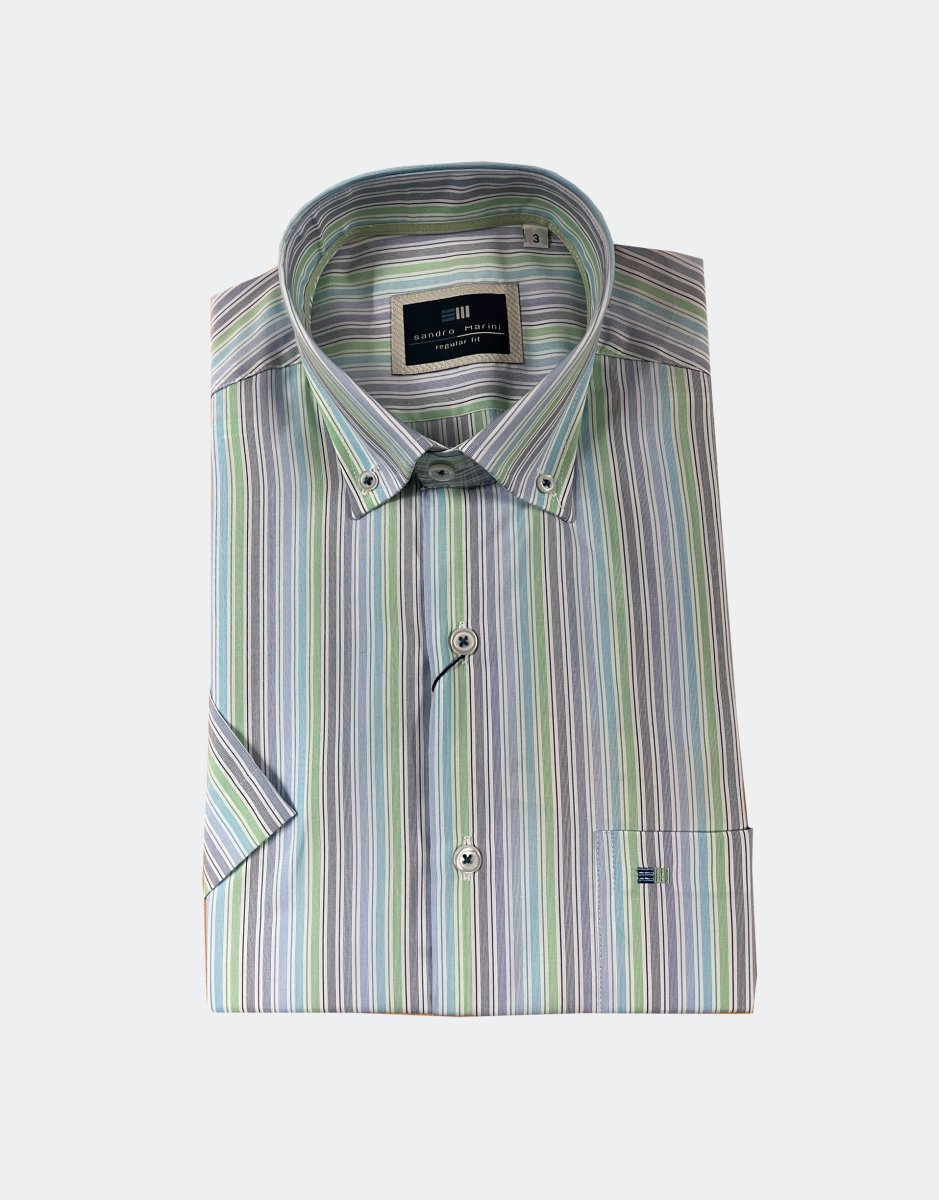 Camisa managa corta hombre en rayas de colores