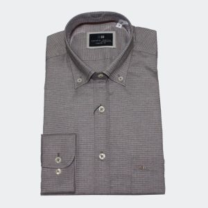 Camisa hombre manga larga de TELA de pata gallo pequeña