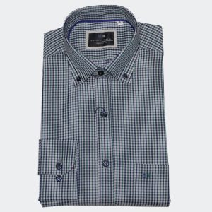 Camisa hombre manga larga VIELLA cuadraditos pequeños fondo gris