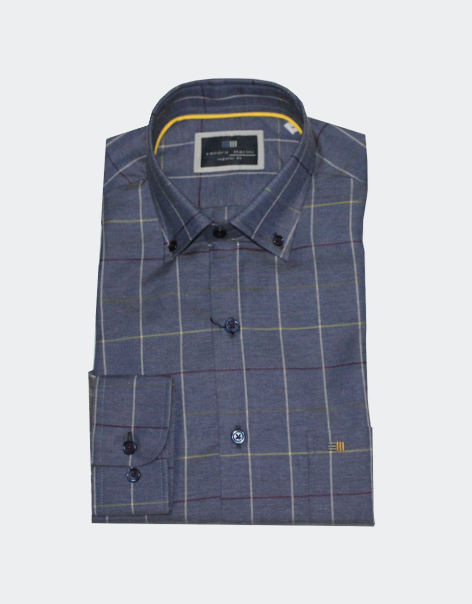 Camisa hombre manga larga VIELLA fondo color cuadro fino grande - Imagen 3