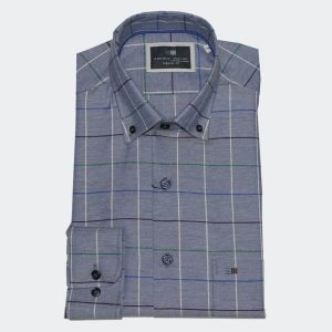 Camisa hombre manga larga VIELLA fondo color cuadro fino grande
