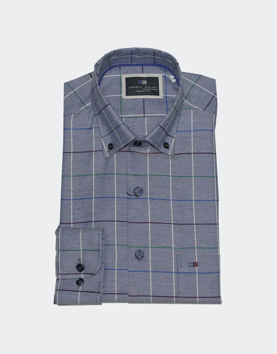 Camisa hombre manga larga VIELLA fondo color cuadro fino grande