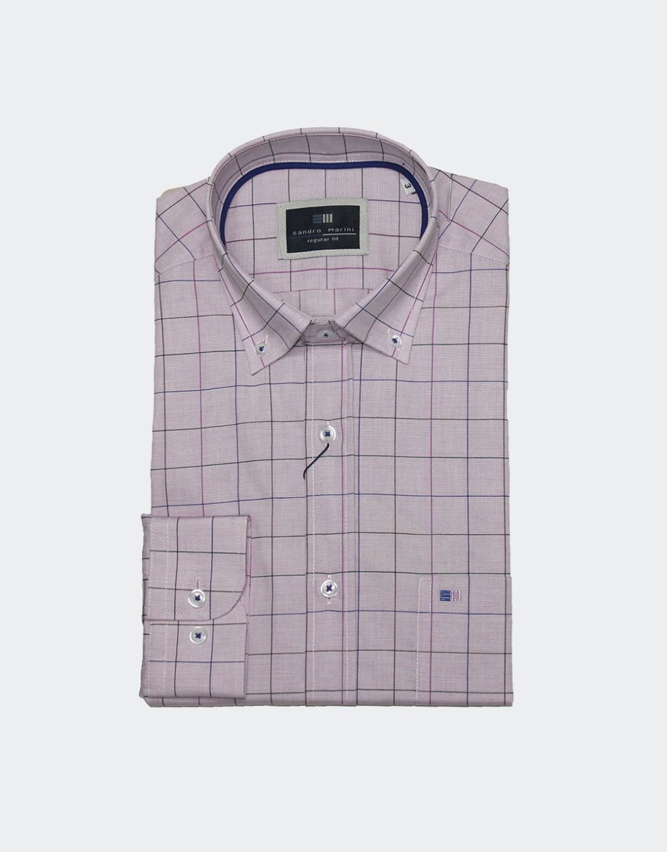 Camisa hombre vestir de cuadros y fondo de color suave - Imagen 3