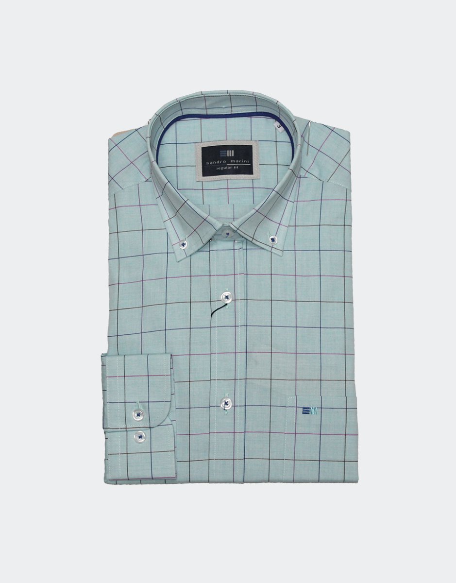 Camisa hombre vestir de cuadros y fondo de color suave - Imagen 2