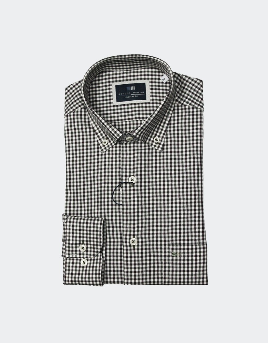 Camisa hombre viella de cuadros pequeños en marrones