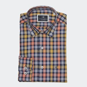 Camisa hombre viella de cuadros en amarillo y naranja