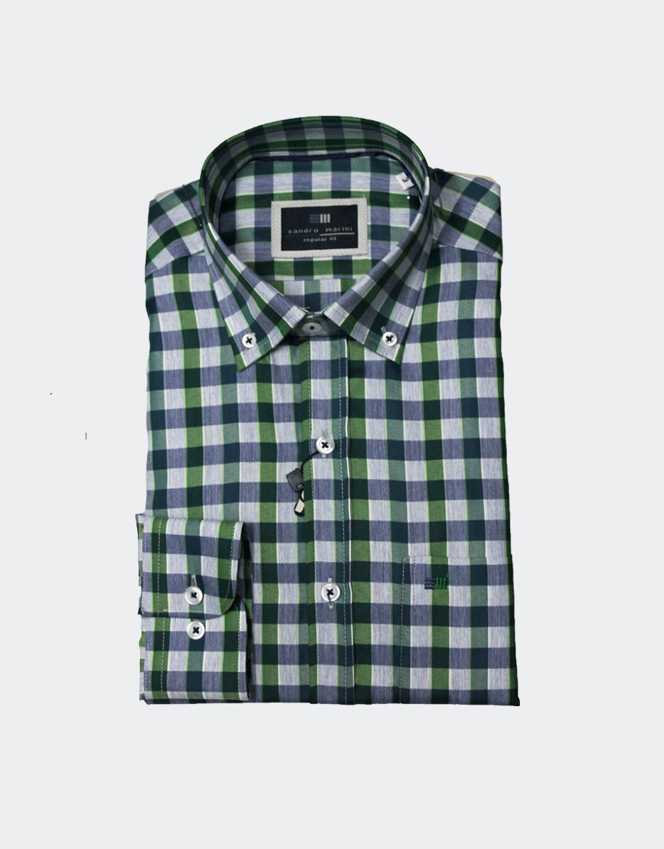 Camisa hombre viella de cuadros en crudo, rojo y marino - Imagen 2