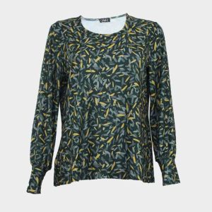 Camiseta de mujer punto fino cuello redondo estampado pequeñas pinceladas