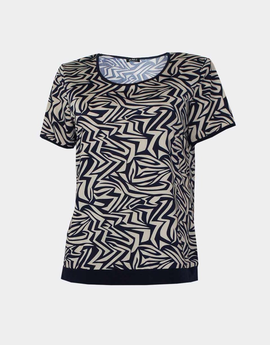 Camiseta mujer punto manga corta estampado ‘bicolor’ - Imagen 2
