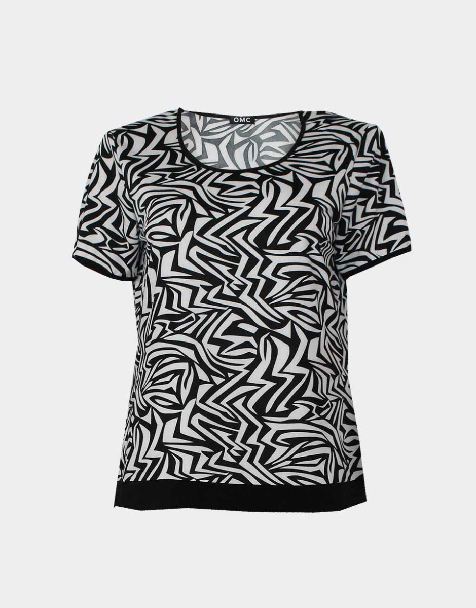 Camiseta mujer punto manga corta estampado ‘bicolor’ - Imagen 3