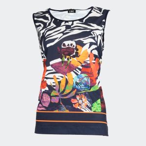 Camiseta mujer sin mangas estampado floral abstracto
