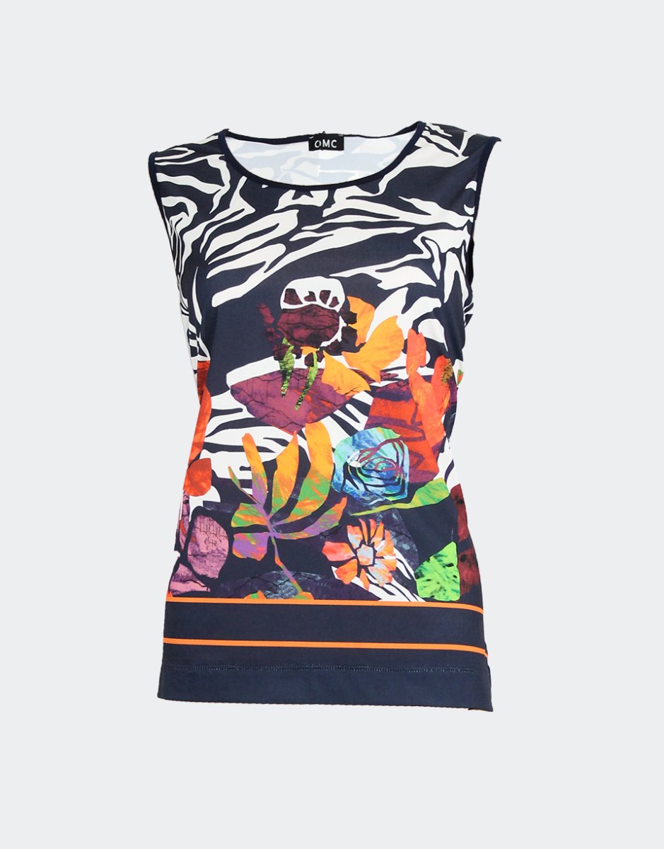 Camiseta mujer sin mangas estampado floral abstracto