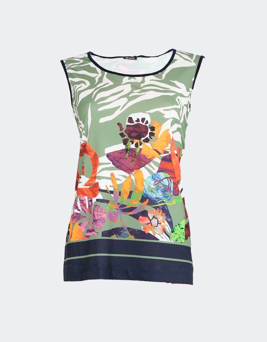 Camiseta mujer sin mangas estampado floral abstracto - Imagen 3