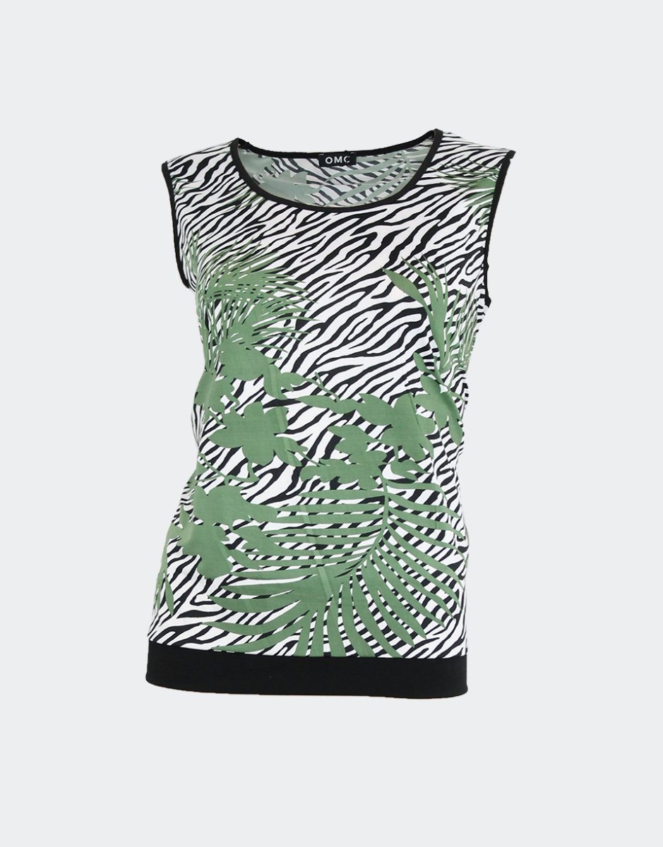 Camiseta mujer sin mangas estampado en plantas - Imagen 2