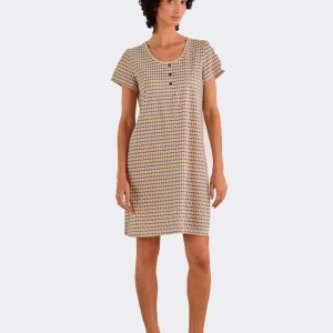 Camisón mujer punto manga corta con tapeta estampado corazones