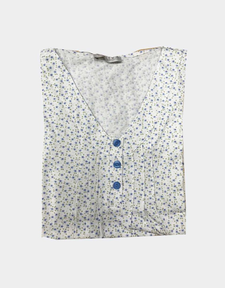 Camisón mujer punto manga corta con tapeta estampado florecitas - Imagen 3