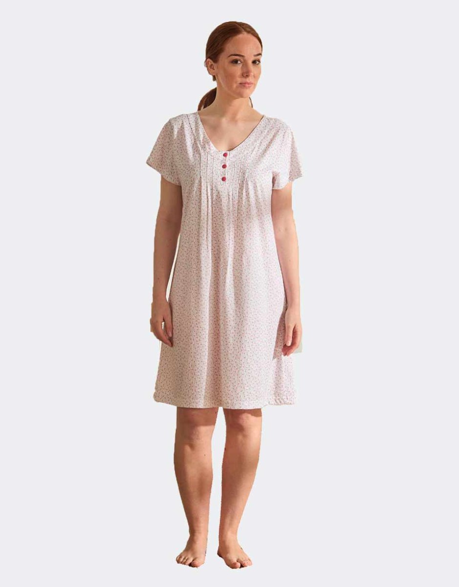 Camisón mujer punto manga corta con tapeta estampado florecitas - Imagen 2