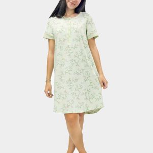 Camisón mujer punto manga corta con tapeta estampado flores con rama