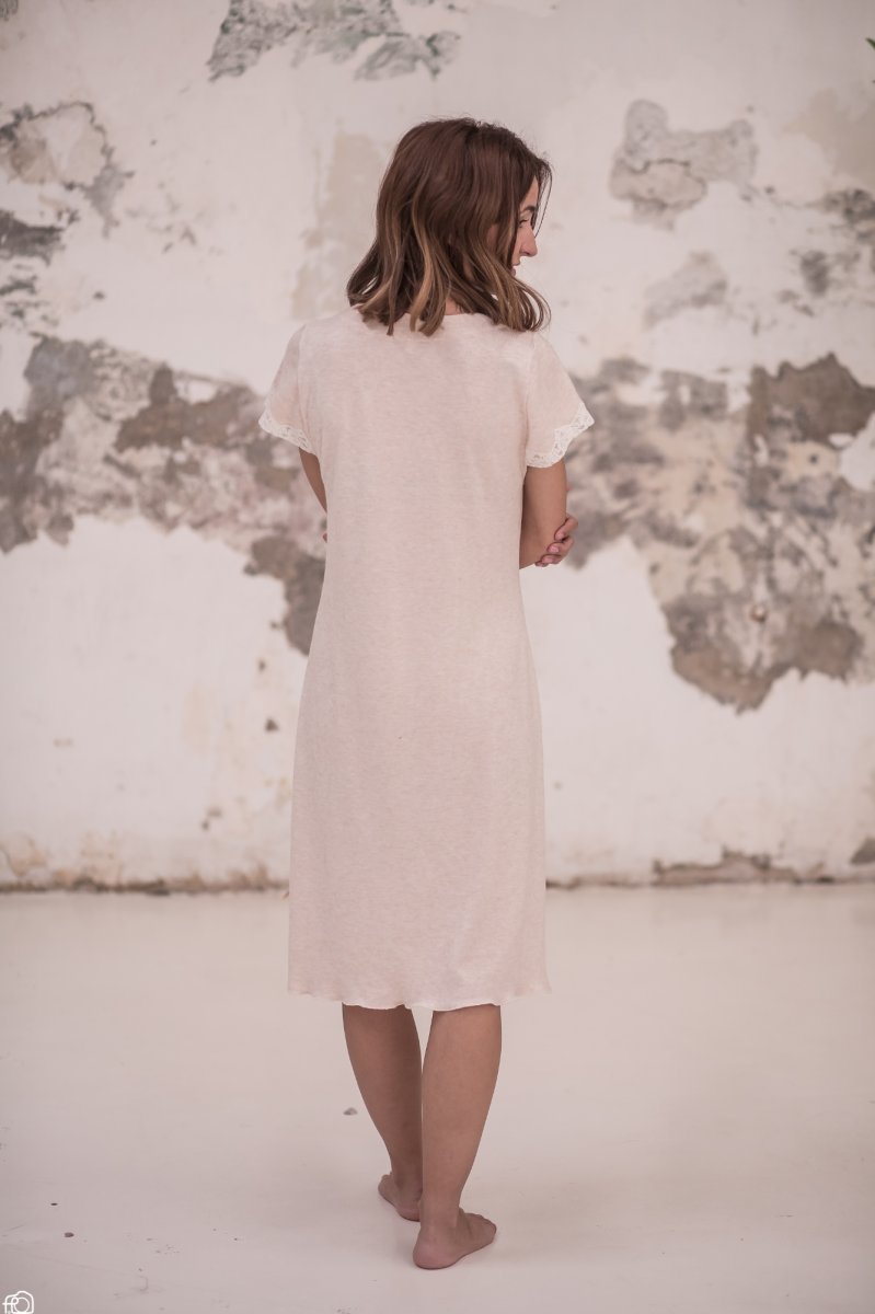 Camisón de punto para mujer con encaje – Modelo Camelia - Imagen 4