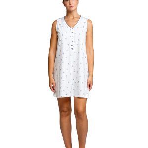 Camisón de Algodón Sin Mangas Egatex – Estampado Floral con Tapeta Abotonada. 261416