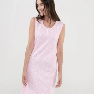 Camisón Lohe de Punto Rosa con Estampado de Flores y Botones V263982