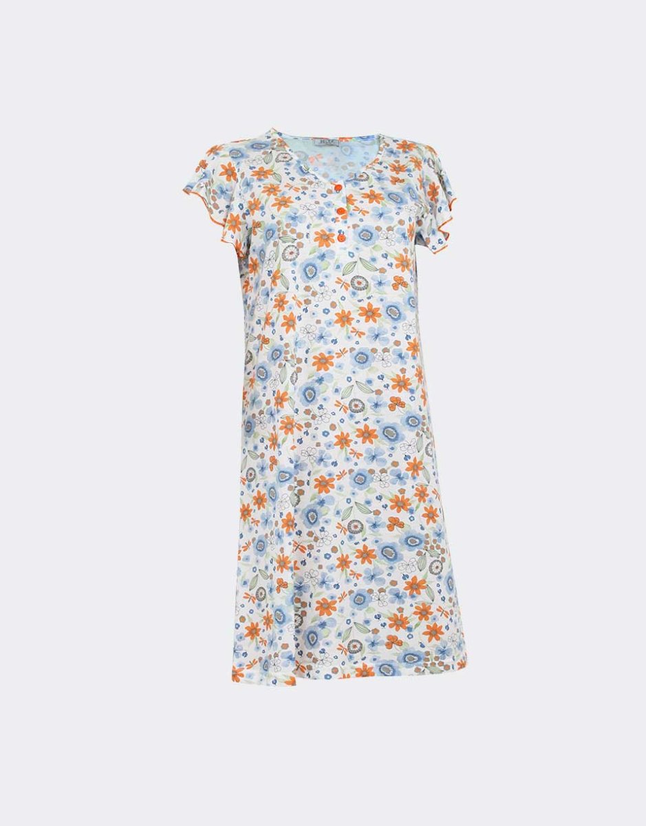 Camisón mujer punto manga corta tapeta 3 botones estampado flores - Imagen 3
