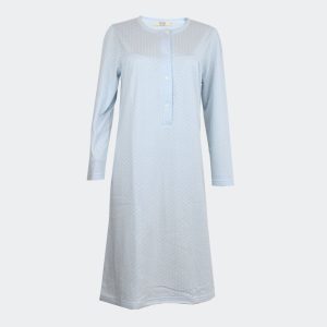 Camison mujer punto felpa con tapeta estampado de topito blanco
