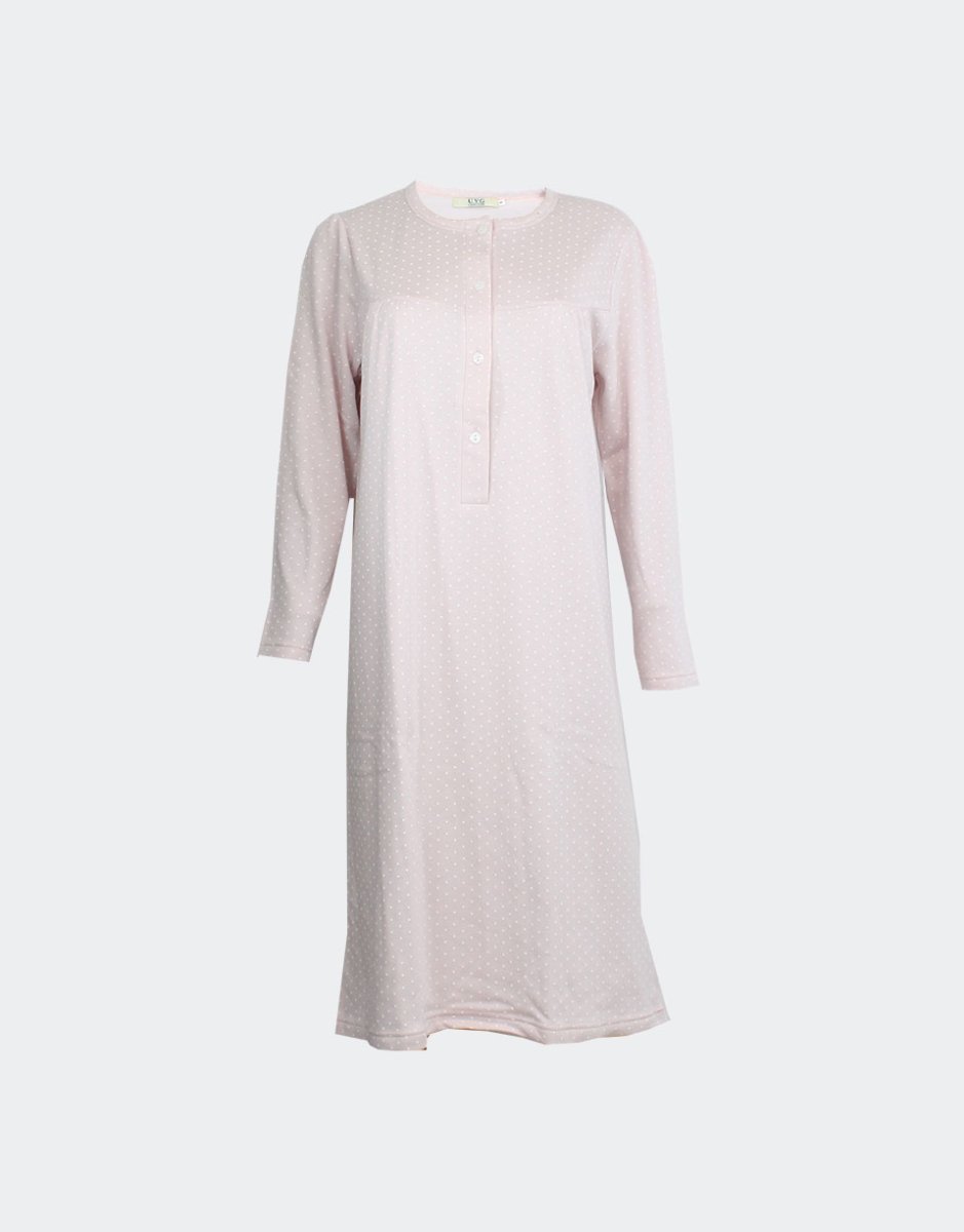 Camison mujer punto felpa con tapeta estampado de topito blanco - Imagen 3