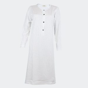 Camisón mujer punto felpa con tapeta de topitos marino