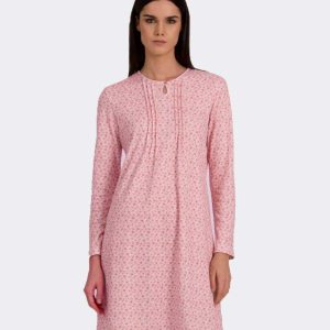 Camisón mujer punto felpa con tablas estampado florecitas