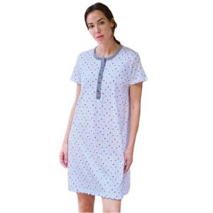 Camisón Muslher 269104 de Punto Algodón con Tapeta – Estampado Topos Manga Corta