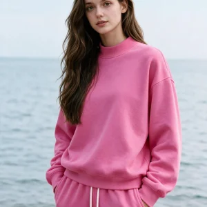 Mock Neck Drop-Shoulder Sweatshirt