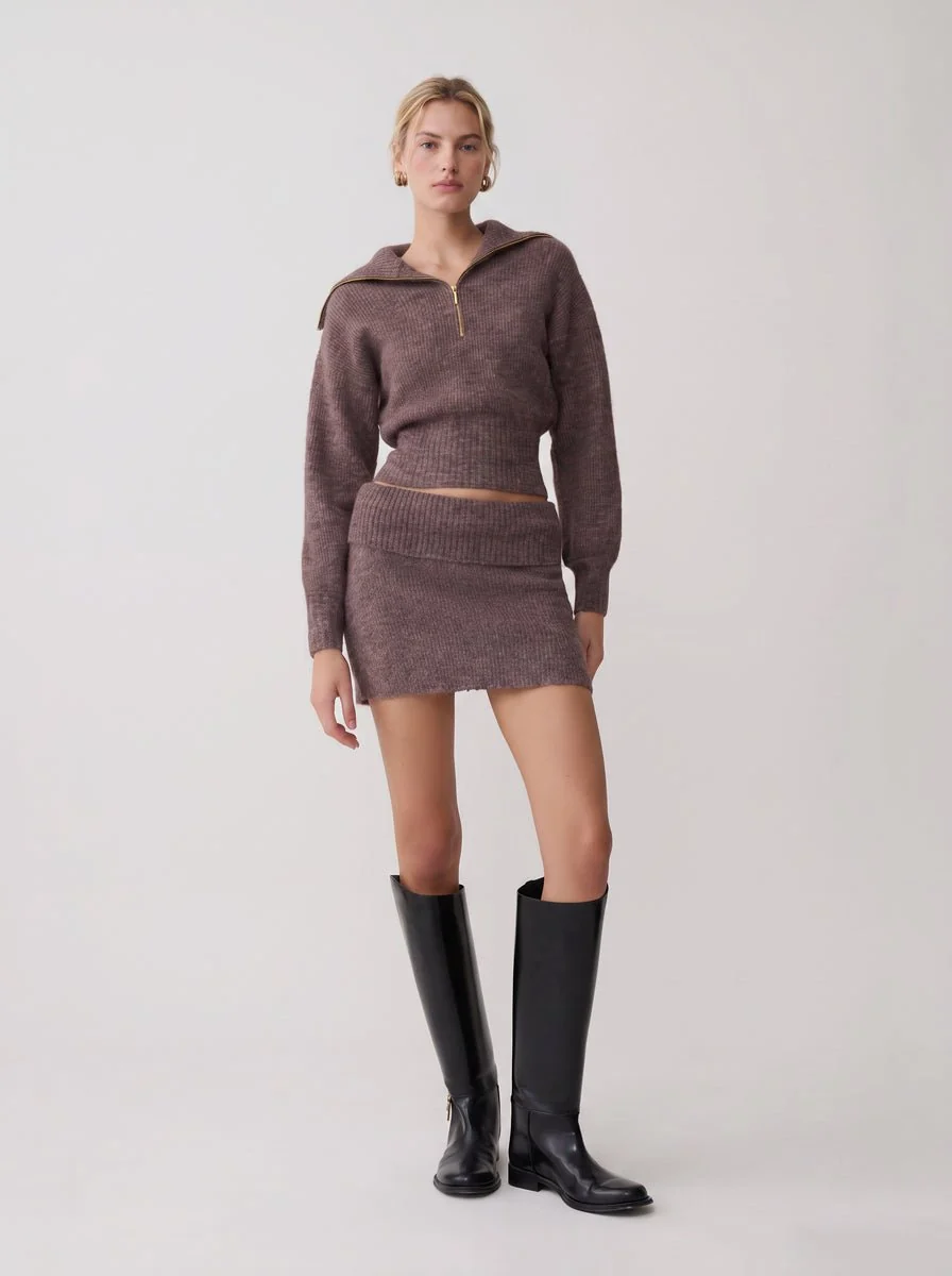Half-Zip Knit Sweater & Skirt Set - Imagen 4