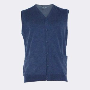 Chaleco hombre punto fino escote pico con botones y bolsillos, un clásico