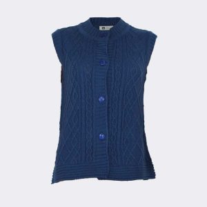 Chaleco mujer punto grueso con cuello redondo relieve geométrico