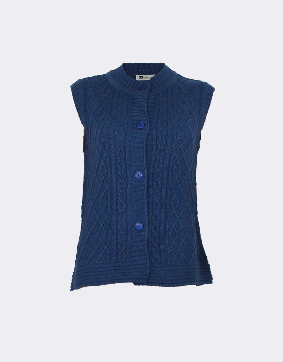 Chaleco mujer punto grueso con cuello redondo relieve geométrico - Imagen 2