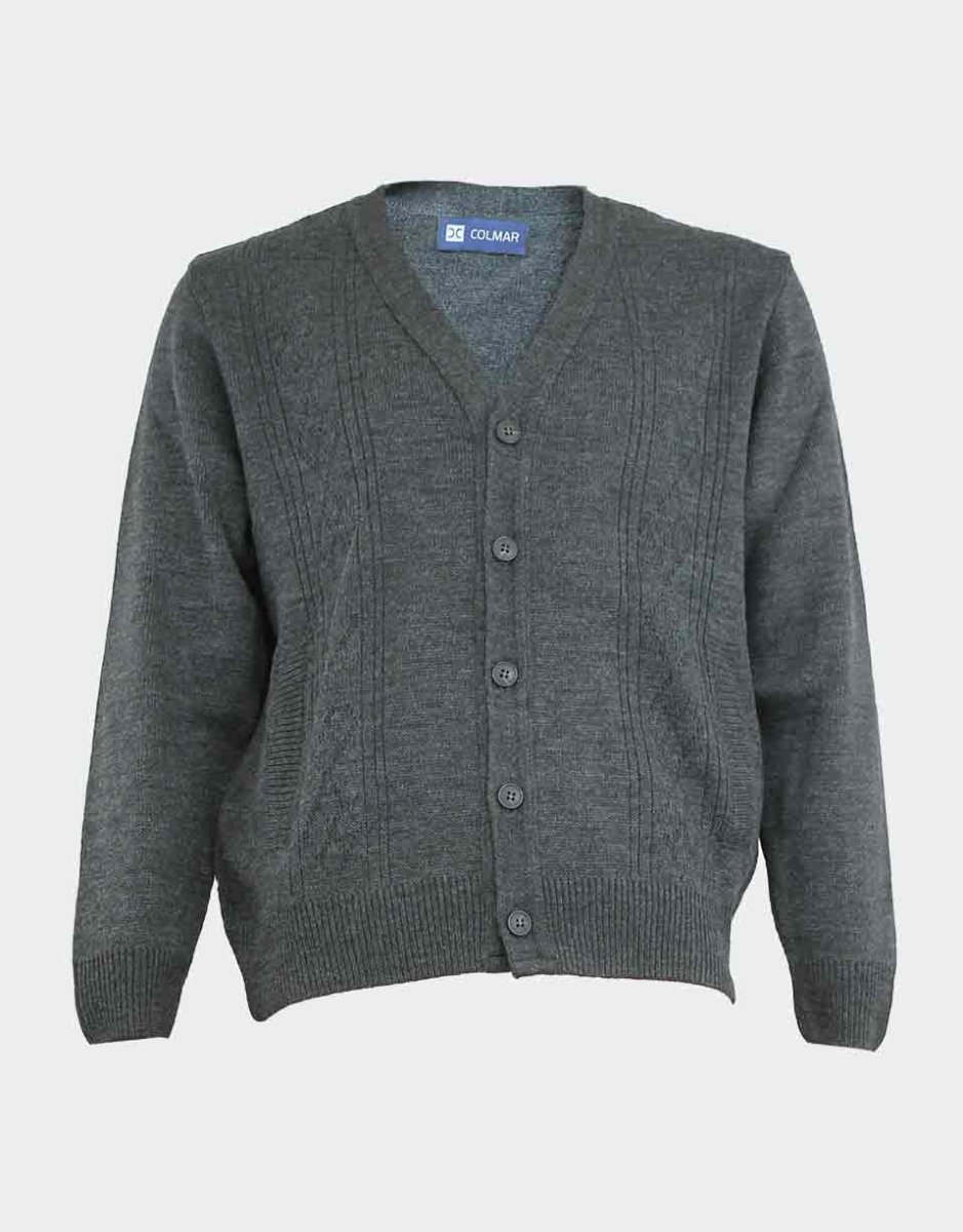 Chaqueta de hombre escote pico con botones y bolsillos, cenefa vertical en relieve en el delantero - Imagen 4