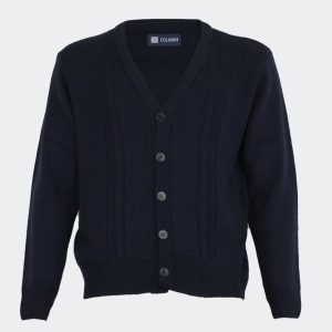 Chaqueta hombre punto cuello pico rayas de relieve verticales con bolsillos