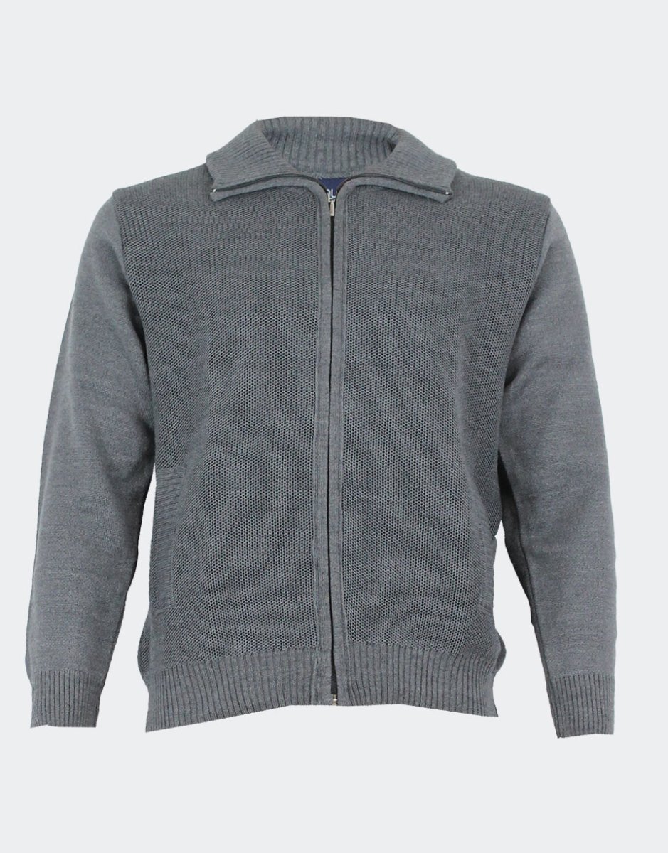 Chaqueta hombre punto cuello vuelto cremallera con ‘grabado’ a dos tonos delante - Imagen 3