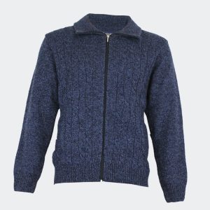 Chaqueta hombre punto jaspeada con líneas verticales en relieve