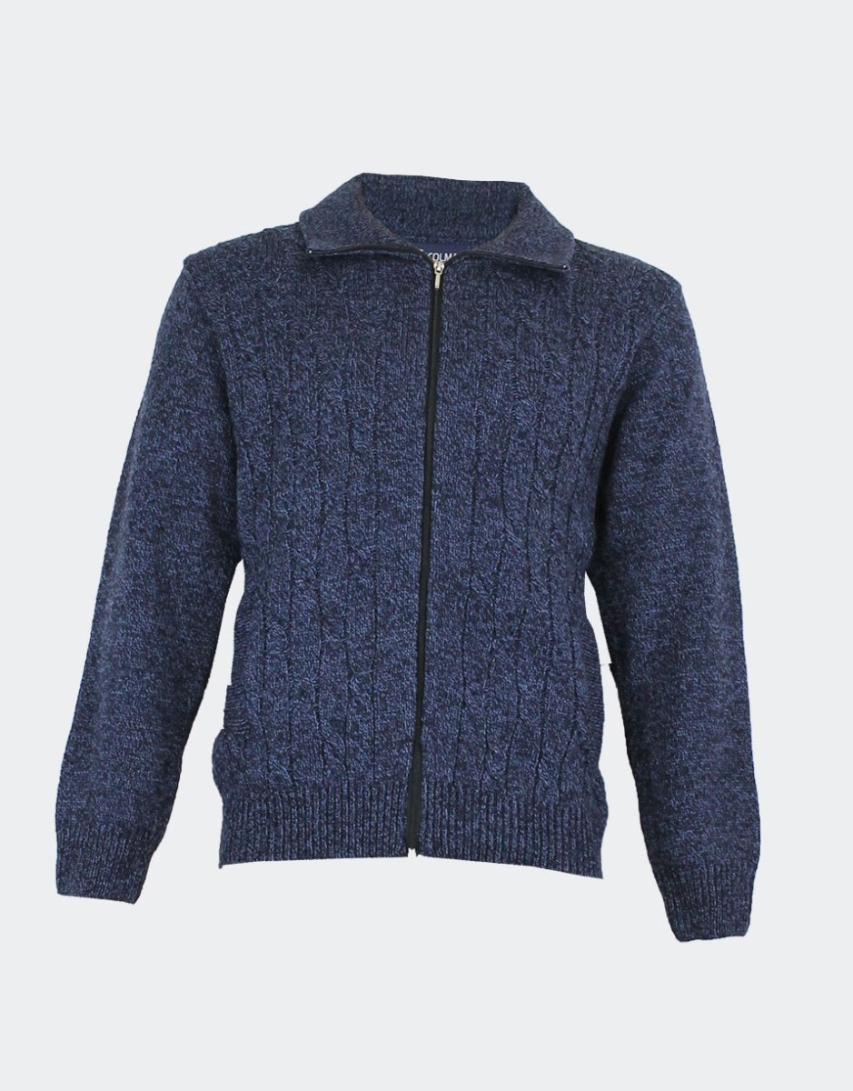 Chaqueta hombre punto jaspeada con líneas verticales en relieve