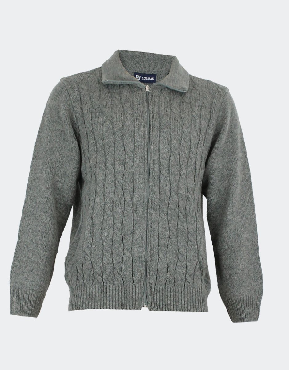 Chaqueta hombre punto jaspeada con líneas verticales en relieve - Imagen 3