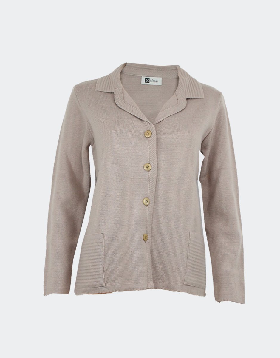 Chaqueta punto mujer cuello solapa y bolsillos - Imagen 4